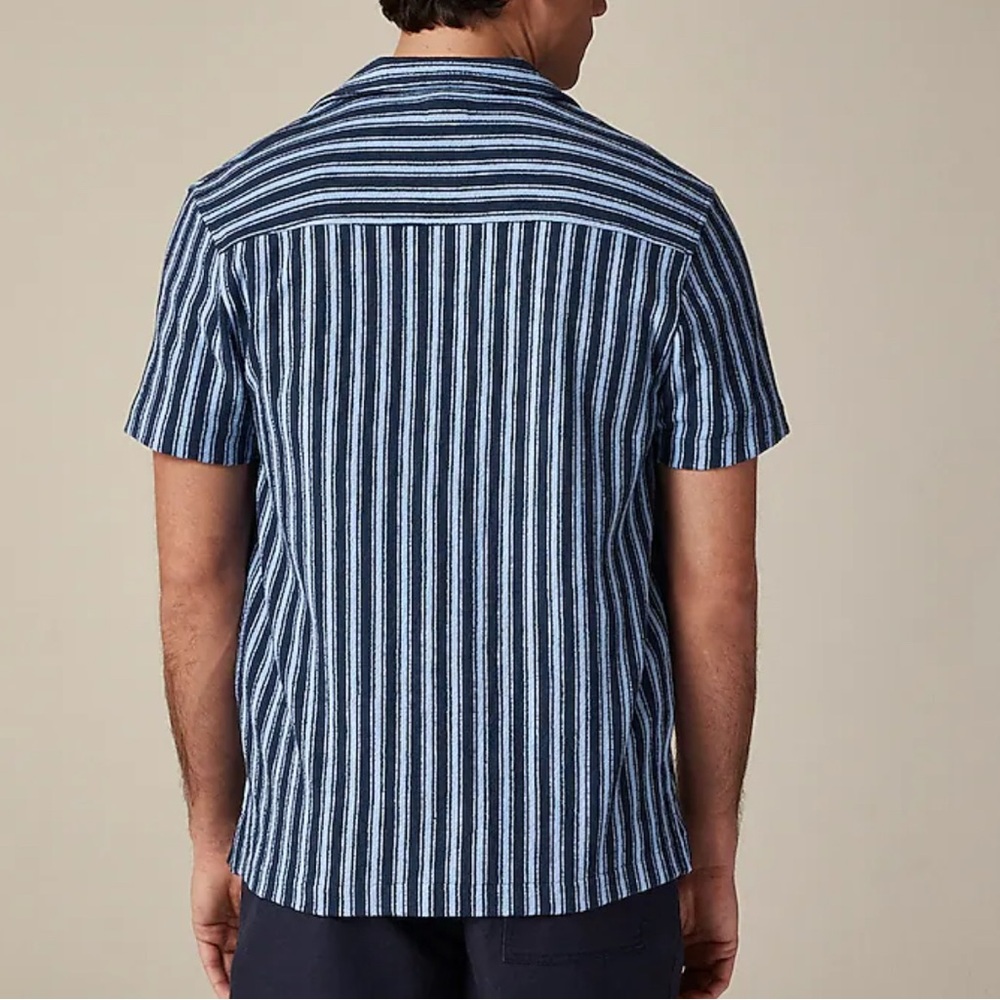 NWT J. Crew Textured camp-collar sweater-tee in stripe XL - Picture 2 of 4